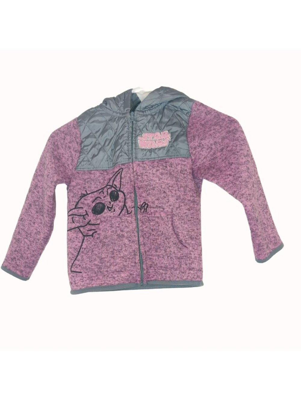 Star Wars Gray Hooded Jacket Grogu Baby Yoda Pink Girls Size 5